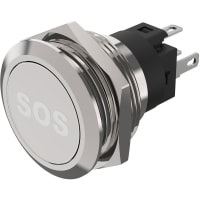 EAO Pushbutton Switch, Illuminated, Mom., 24V DC, Stainless Stl, SOS - WHT