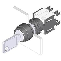 EAO Switch, Three Position Keylock, Round, Includes Contact Block