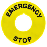 EAO Accessory;Legend Plate;Emergency Stop;Yellow w/ Black Legend;Use with Series 44