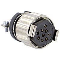 Eaton - CDM Electronics Connector female plug w/locksleeve&hoodw/cable clamp solder cup 9 socket cont