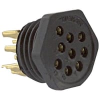 Eaton - CDM Electronics Conn, Electrical, Miniature, Pnl Receptacle, Socket Cont, 9 Poles, Solder Cup