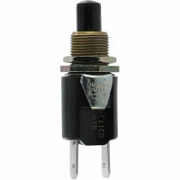 Eaton / Switches Pushbutton Switch, SPST-NO, .406" Nylon Black Button, 3/4A, 125VAC/DC, .250" QC Term.