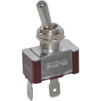 Eaton / Switches Toggle Switch, 1PST, ON-NONE-OFF, Metal Bat Actuator, 20A, 125VAC, 10A, 277VAC, .250" QC