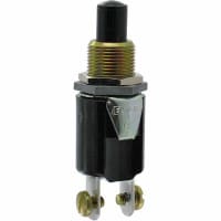 Eaton / Switches Pushbutton Switch, SPST-NO, .406" Nylon Black Button, 3/4A, 125VAC/DC, Screw Term.