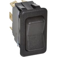 Eaton / Switches Rocker Switch, Sealed, DPDT, (ON)-OFF-(ON), Black Actuator, 15A, 125VAC, 10A, 250VAC, QC