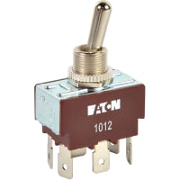 Eaton / Switches Toggle Switch, DPDT.ON-NONE-ON, Metal Bat Actuator, 20A, 125VAC, 10A, 277VAC, .250" QC