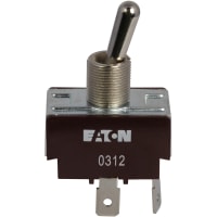 Eaton / Switches Toggle Switch, DPST, ON-NONE-OFF, Metal Bat Actuator, 20A, 125VAC, 10A, 277VAC, .250" QC