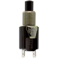 Eaton / Switches Pushbutton Switch, SPST-NC, .406" Nylon Black Button, 3/4A, 125VAC/DC, Solder Term.