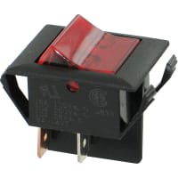 Eaton / Switches Rocker Switch, DPST, ON-NONE-OFF, 125V Neon Lamp, Red Actuator, 15A, 125VAC, .250"QC