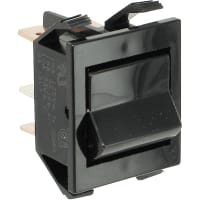 Eaton / Switches Rocker Switch, DPST, ON-OFF-ON, Non-Illuminated, Black Blank Actuator, 16A, 125VAC, QC