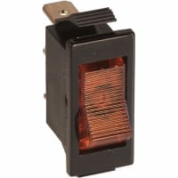 Eaton / Switches Rocker Switch, SPST, ON-NONE-OFF, 125V Neon Lamp, Red Actuator, 16A, 125VAC, .250"QC