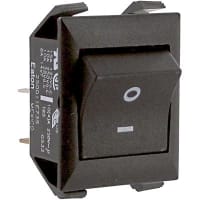 Eaton / Switches Rocker Switch, DPST, ON-NONE-OFF, Non-Illum., Black Actuator W/Legend, 15A, 125VAC, QC