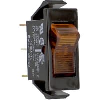 Eaton / Switches Rocker Switch, SPST, ON-NONE-OFF, 125V Neon Lamp, Amber Actuator, 16A, 125VAC, .250"QC