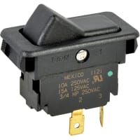 Eaton / Switches Rocker Switch, SPST, (ON)-NONE-OFF, Black Two-Face Actuator, 15A, 125VAC.250" QC