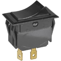 Eaton / Switches Rockette Switch, Sealed, SPST, ON-NONE-OFF, Black Concave Rocker, 15A, 125VAC, .250"QC