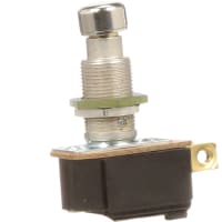 Eaton / Switches Pushbutton Switch, SPST, Push-On, Push-Off, Metal Actuator, 6A, 125VAC, Screw Terminal