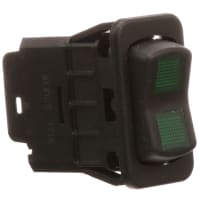 Eaton / Switches Rocker Switch, DP, (ON)-OFF-(ON), 2 X 14V Green LED's, 2 x Green Lens, Black Actuator