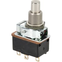 Eaton / Switches Pushbutton Switch, SPDT, (ON)-ON, Metal Button, 6A, 125VAC/DC, 3A, 250VDC, Solder