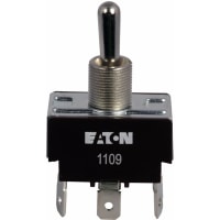 Eaton / Switches Toggle Switch, DPDT.ON-OFF-(ON), Metal Bat Actuator, 20A, 125VAC, 10A, 277VAC, .250" QC