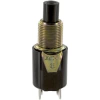 Eaton / Switches Pushbutton Switch, SPST-NC, .406" Nylon Black Button, 3/4A, 125VAC/DC, Screw Term.