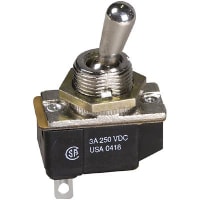 Eaton / Switches Toggle Switch, SPST, ON-OFF-ON, General Purpose, .500" Actuator, 3A, 125VDC, Solder