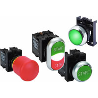 Eaton / Switches Pushbutton Switch, SPST, OFF-(ON), Non-Illuminated, Black Actuator, 6A@125VAC, .189"QC