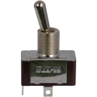 Eaton / Switches Toggle Switch, 1PST, (ON)-NONE-OFF, Metal Bat Actuator, 20A, 125VAC, 10A, 277VAC, Solder