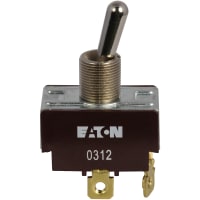 Eaton / Switches Toggle Switch, DPST, ON-NONE-OFF, Metal Bat Actuator, 20A, 125VAC, 10A, 277VAC, Screw