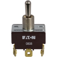 Eaton / Switches Toggle Switch, DPDT.ON-OFF-ON, Metal Bat Actuator, 20A, 125VAC, 10A, 277VAC, Screw