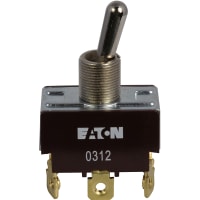 Eaton / Switches Toggle Switch, DPDT.ON-NONE-ON, Metal Bat Actuator, 20A, 125VAC, 10A, 277VAC, Screw