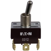 Eaton / Switches Toggle Switch, DPDT.ON-NONE-(ON), Metal Bat Actuator, 20A, 125VAC, 10A, 277VAC, Screw