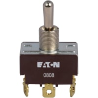 Eaton / Switches Toggle Switch, DPDT.(ON)-OFF-(ON), Metal Bat Actuator, 20A, 125VAC, 10A, 277VAC, Screw