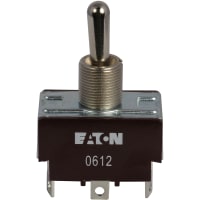 Eaton / Switches Toggle Switch, DPDT.ON-OFF-ON, Metal Bat Actuator, 20A, 125VAC, 10A, 277VAC, Solder