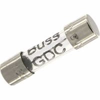 Eaton Electronics Fuse, Fuse, 5 A, 250 VAC, Time Delay, 20 mm L x 5.2 mm Dia., Glass, 0.01 Ohms