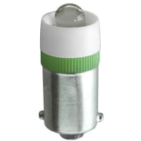 EIKO Lamp, T3-1/4, Mini Bayonet, BA9s, 19mA, 24-28 VAC/DC, Green, 1.5 Lumens, Life 30K, 02693