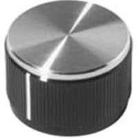 Electronic Hardware Corporation (EHC) Knob, control, round, machined aluminum-black w line, dia 1.25in, hole sz .25in