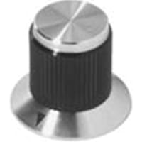 Electronic Hardware Corporation (EHC) Knob, control, round, machined alum-blk, dial w arrow, dia .5in, hole size .25in