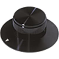 Electronic Hardware Corporation (EHC) Knob, control, round, machined alum-blk, dial w arrow, dia .93in, hole sz .25in