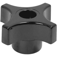 Electronic Hardware Corporation (EHC) Knob, clamp, 4-prong, phenolic, dia 1.25in, 1/4-20 thru hole brass bushing