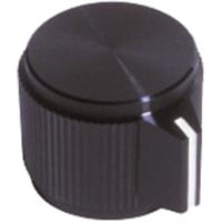 Electronic Hardware Corporation (EHC) Knob, control, round, machined, aluminum-blk, pointer, dia .5in, hole sz .25in