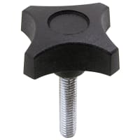 Electronic Hardware Corporation (EHC) Knob, clamp, 4-prong, thermoplastic, dia 28mm, M6 X 20mm steel stud