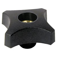 Electronic Hardware Corporation (EHC) Knob, clamp, 4-prong, thermoplastic, dia 1.5in, 1/4-20 brass insert thru hole