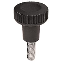 Electronic Hardware Corporation (EHC) Knob, clamp, knurled w top dimple, thermoplastic, dia 30mm, M8 X20mm steel stud