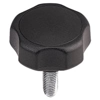 Electronic Hardware Corporation (EHC) Knob, clamp, lobe, thermoplastic, dia 1.1in, 1/4-20 X .5in steel stud