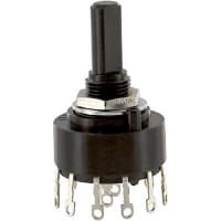 Electroswitch Inc. Switch, 28 VDC/125 VAC, 1/1 A, 2, 2 to 6, DP, Non-Shorting, 30, Solder Lug