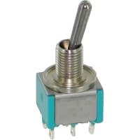 Electroswitch Inc. Switch, Toggle, PC Mount, 6 A @ 125 VAC, 3 A @ 250 VAC or 6 A @ 28 VDC, DPDT