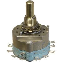 Electroswitch Inc. Switch, 0.792 in. L x 1-1/2 in. Dia., 28 VDC, 125 VAC, 0.5, 0.3 A, 3, 4, Rotary