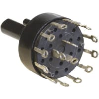 Electroswitch Inc. Switch, 0.790 in. L x 0.920 in. Dia., 28 VDC, 125 VAC, 1 A, 3, 4, Rotary, 270