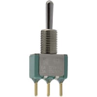 Electroswitch Inc. Switch, Toggle, PCB Mount, 6 A @ 125 VAC/3 A @ 250 VAC (UL, CSA), SPDT