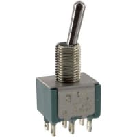 Electroswitch Inc. Switch, PC Mount, 6 A @ 125 VAC, 3 A 250 VAC, 6 A @ 28 VDC (Resistive), DPDT, 